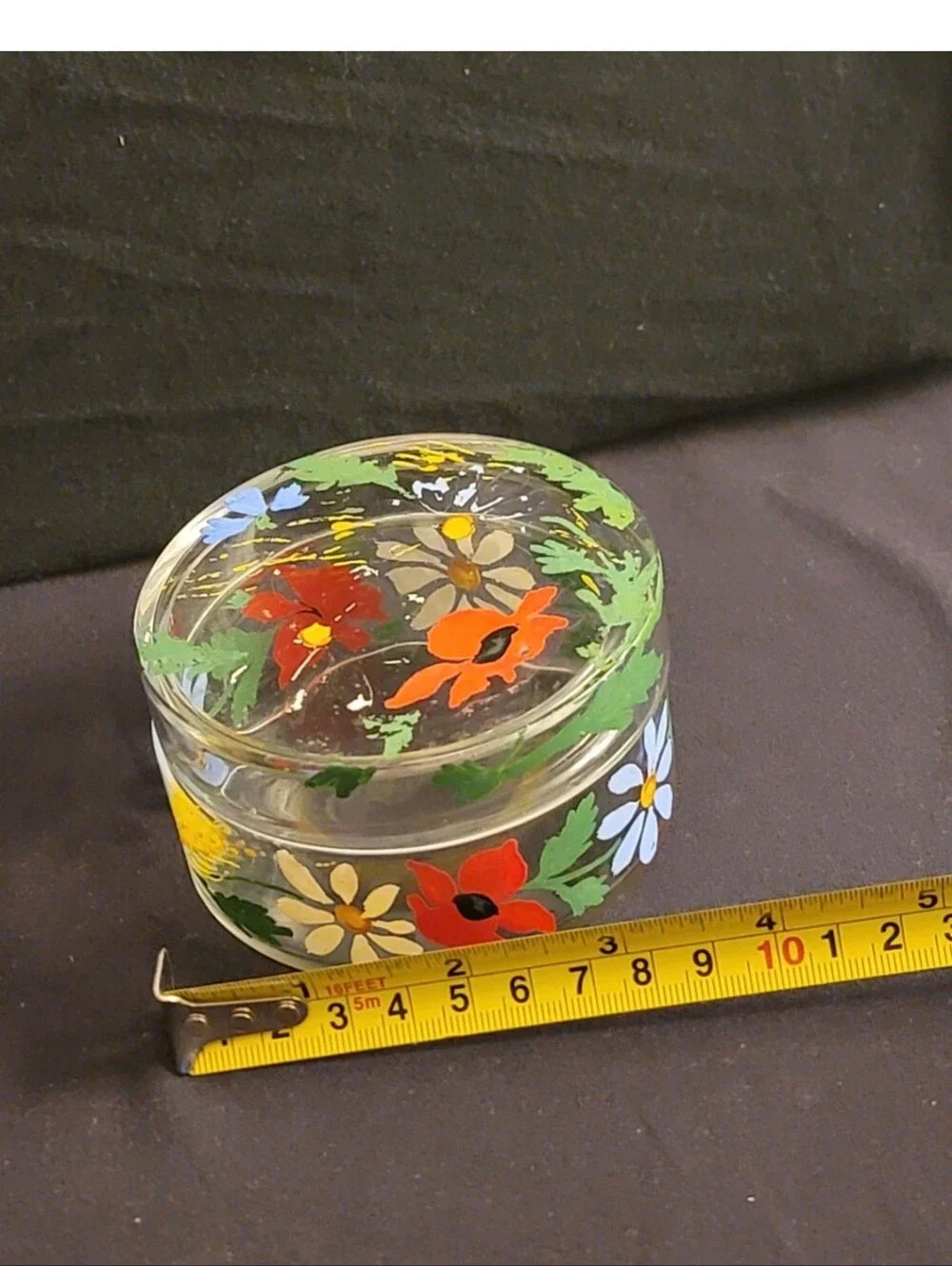 Austrian Handpainted Floral Glass Vanity Set - 3 Pieces, Blue Accents